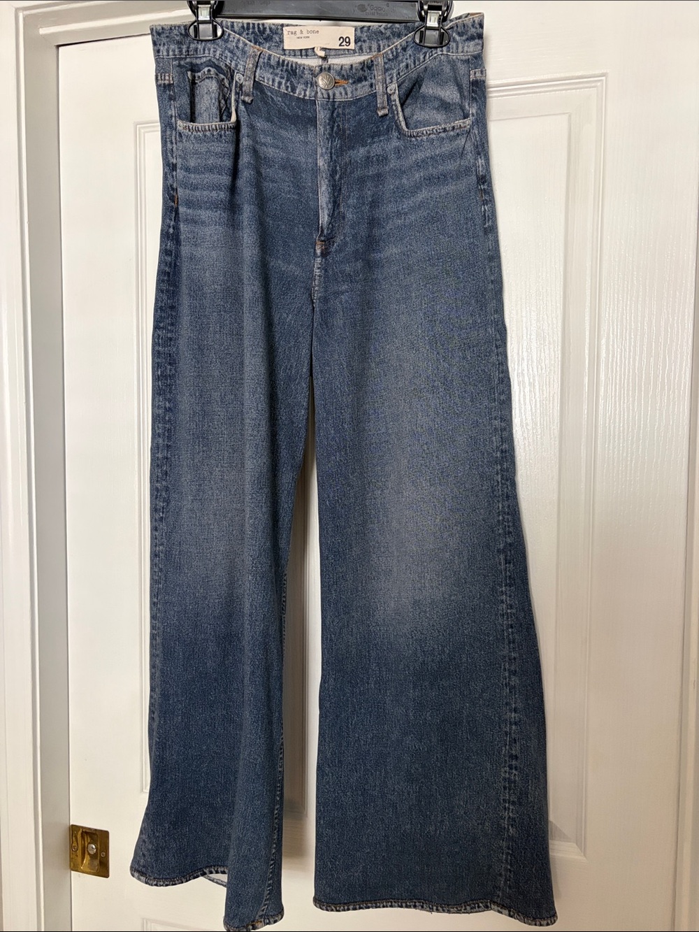 Rag & Bone Wide Leg High-Rise Jeans - Blue